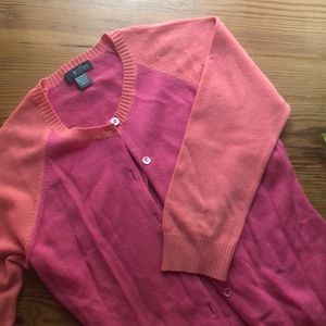Pink and Orange Color Block Cashmere Cardigan S